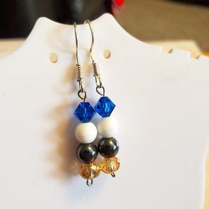 Silver Tone Hook Glass Dangle Earrings Tony Alexander Jewelry Artisan Fashion